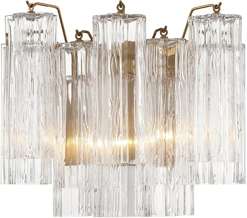 Miniatura 2 de Crystorama Addis 2 apliques de latón envejecido claro