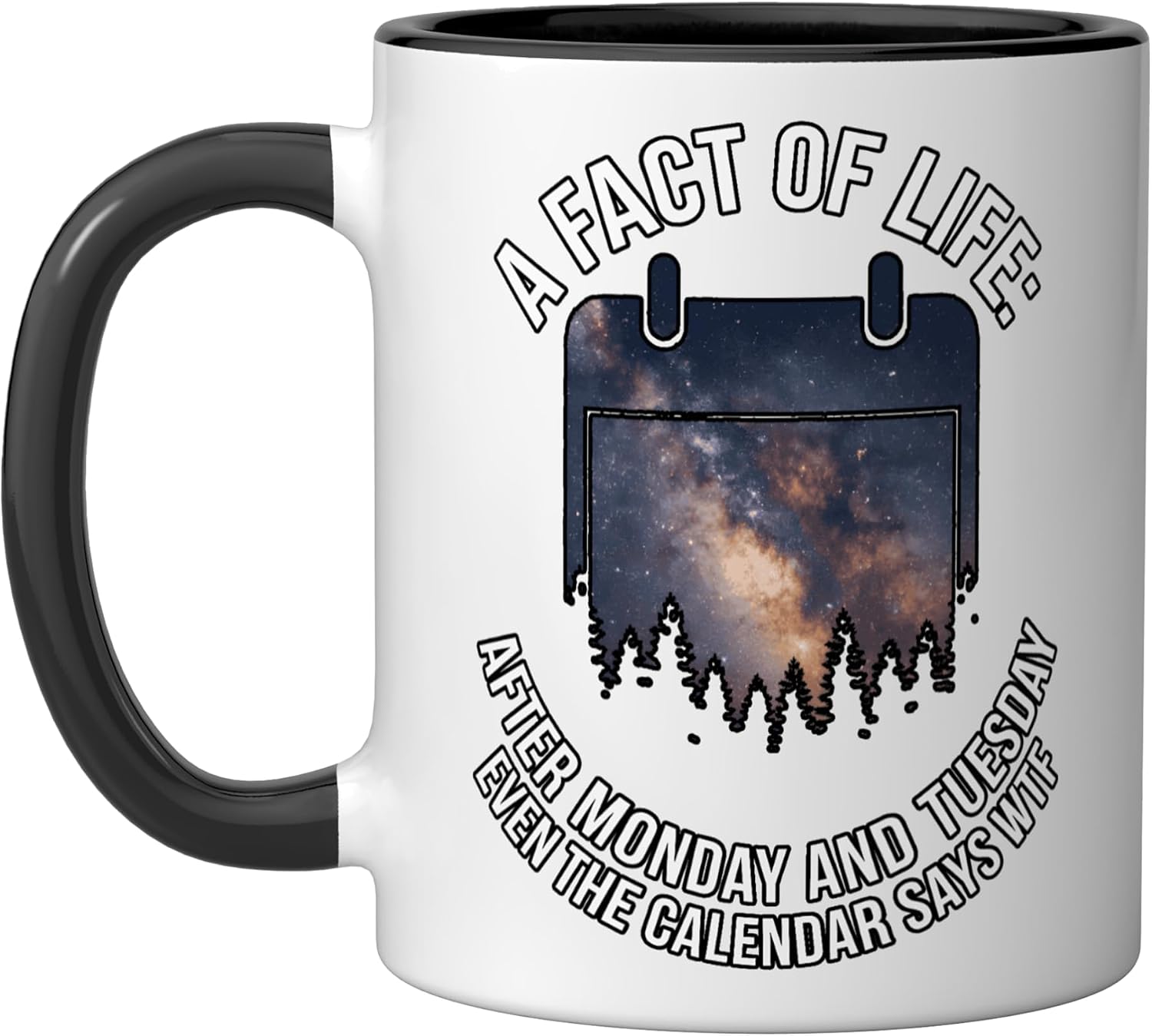 A Fact of Life After Monday The Calendar Says Funny Calendar Ceramic Mug, Blue/White, 15oz image 4