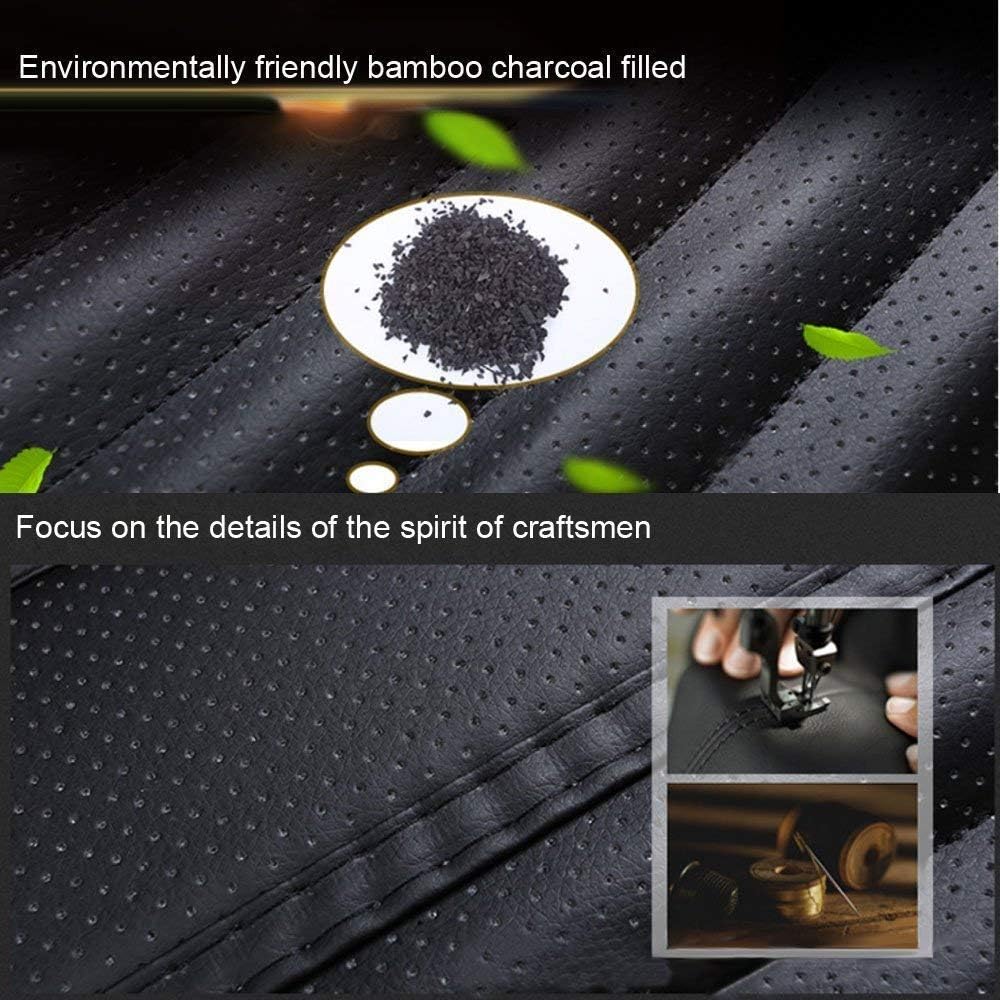 Car Seat Cover Cushion Pad Mat Auto Seat Protector Car Interior Auto Supplies - PU Leather Bamboo Charcoal - Edge Wrapping[Without Backrest]- 1pc Rear Seat Cover
