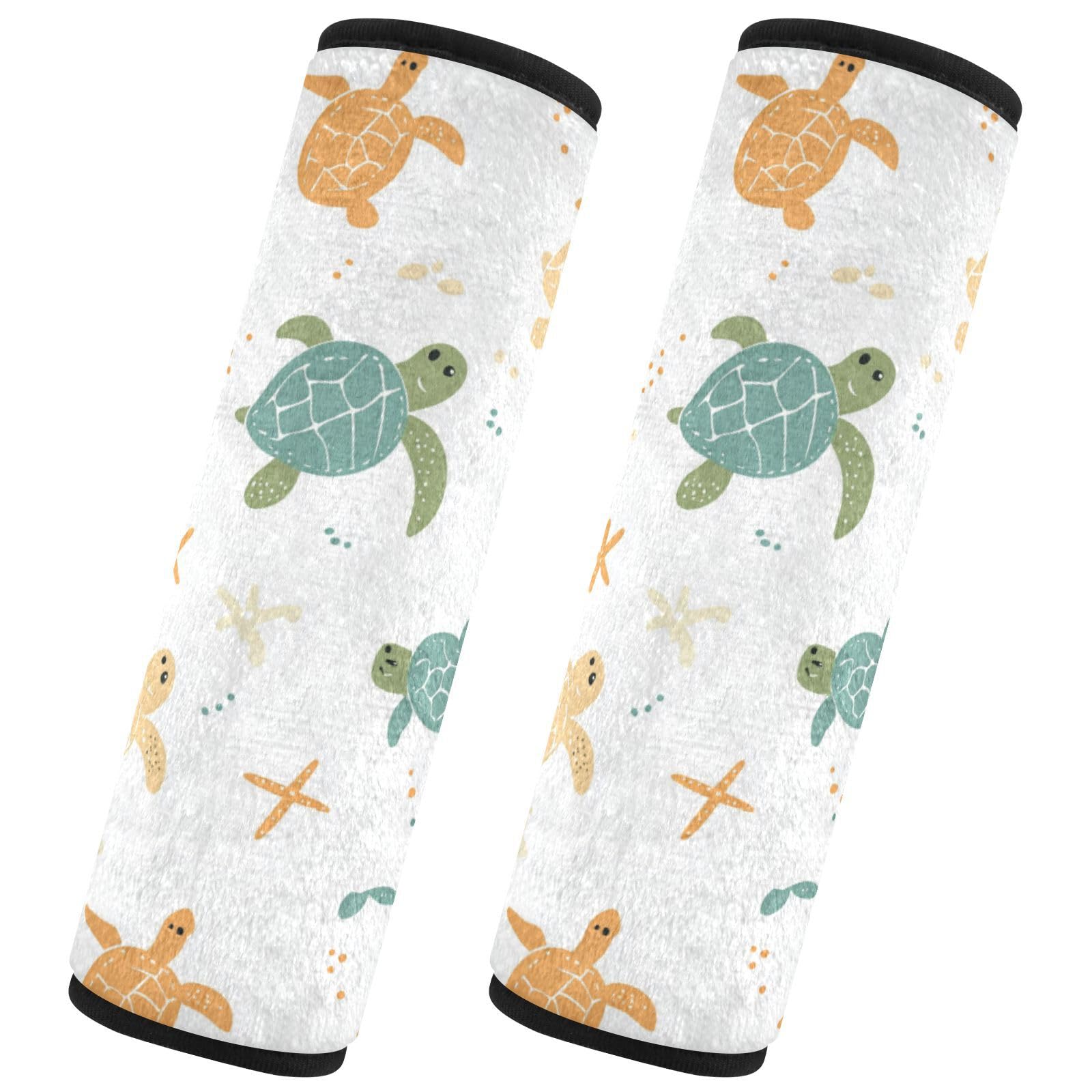 Seat Belt Covers 2 Pack Cute Turtles Car Seat Strap Covers Super Soft Star Car Seat Neck Cover for Boys Girls Adults Babies S