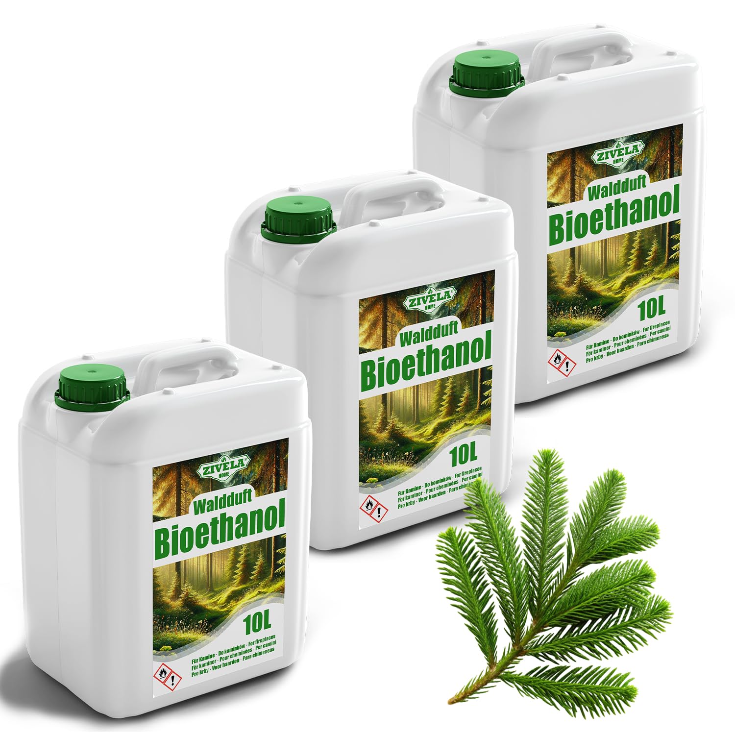 Bioetanolo 96,6% 30 l, profumo di alcool biologico per foreste, 96,6% 3 x 10 l, bioetanolo per camino, camino, camino a bioetanolo, profumo forestale, combustione pulita, senza fumo, fiamma vivida e