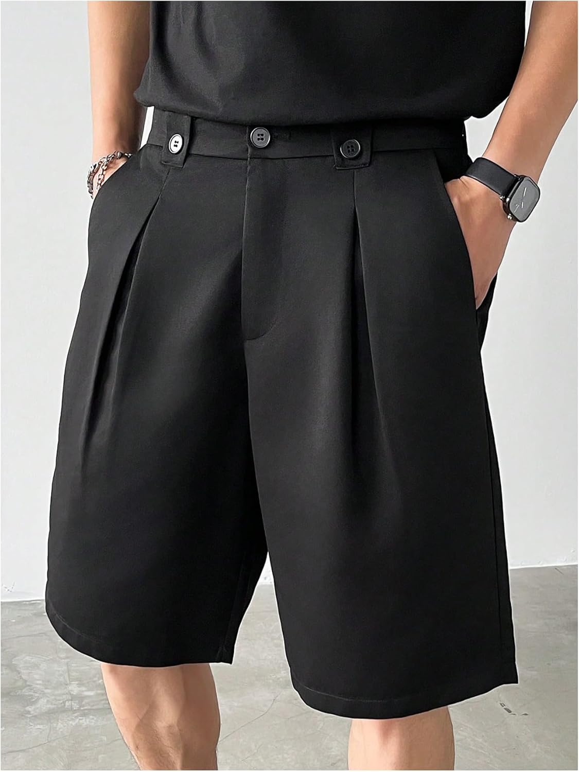 GORGLITTER Men's Pleated Dress Shorts Summer Business Casual Wide Leg Work Office Shorts Beach Vacation Holiday Outfits - Image 2