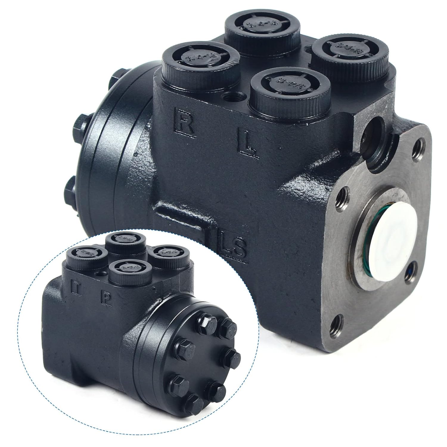 Power Steering Motor, Power Steering Motor for Massey Tractors Direct Replacement 1695444M91 1695445M91 3821548M91 OEM Part Number 240 261 263 375 360 390 4225 4263 3/4"-16 UNF O-Ring