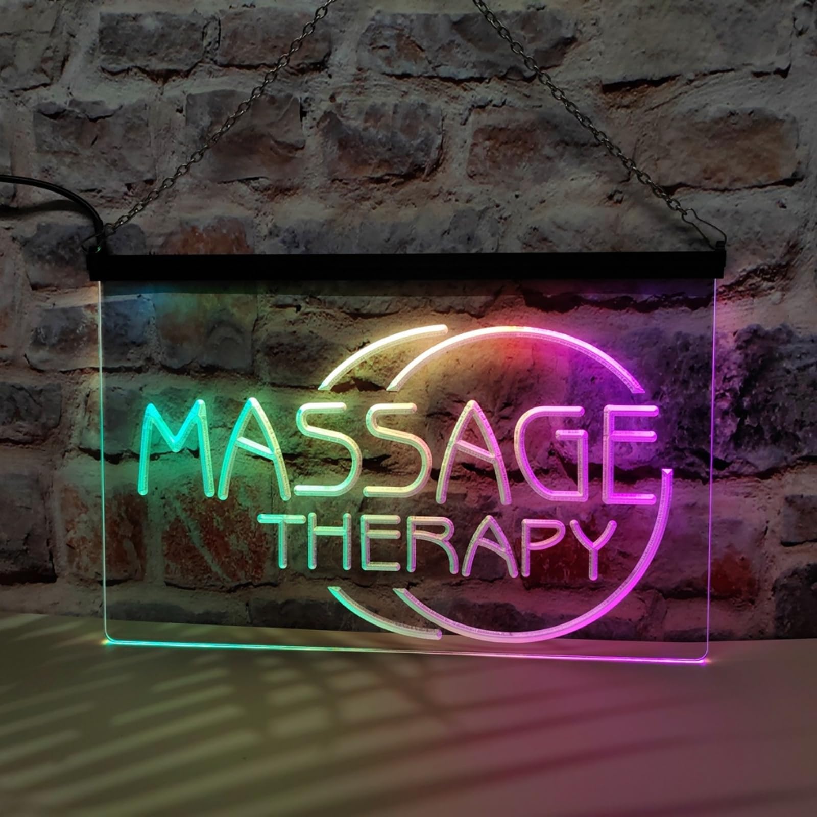 Massage Therapy Neon do dekoracji ściennej, aplikacja RGB, ściemnialne neony LED USB do oznakowania gabinetu masażu,30x20cm