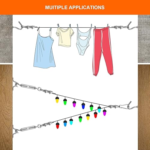 Miniatura 4 de GA1FSL Kit de cadena de luces para colgar, guía de cable de 164 pies y accesorios para colgar para luces de cadena al aire libre, luces de terraza y