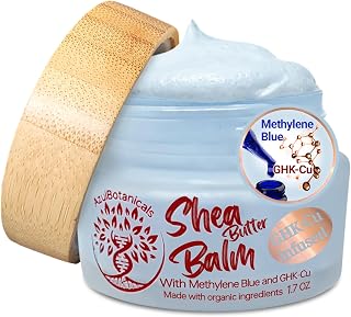 Copper Peptide (GHK-Cu) & Methylene Blue Infused Whipped Shea Butter Balm, Vegan, Anti-Aging, Fine lines, Wrinkles, Eczema, Acne, Full body Moisturizer All skin types With Organic Ingredients 1.7oz