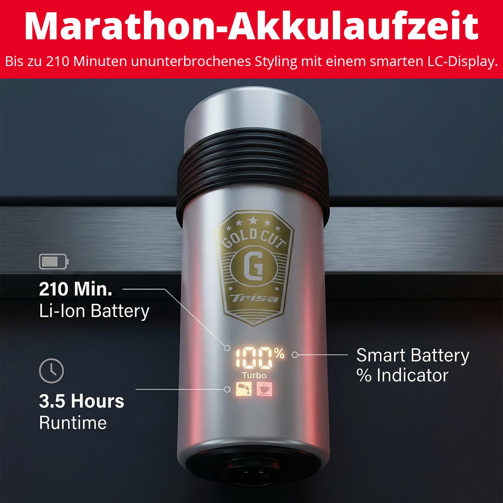 Trisa Gold Cut Haarschneider, 210 Min Laufzeit, USB-C & Turbo-Mode
