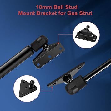 10mm Ball Stud Mounting Bracket for Gas Shock Spring Strut Prop Lift Support, 2pcs L-Type, 2pcs Flat-Type and 16pcs Screws