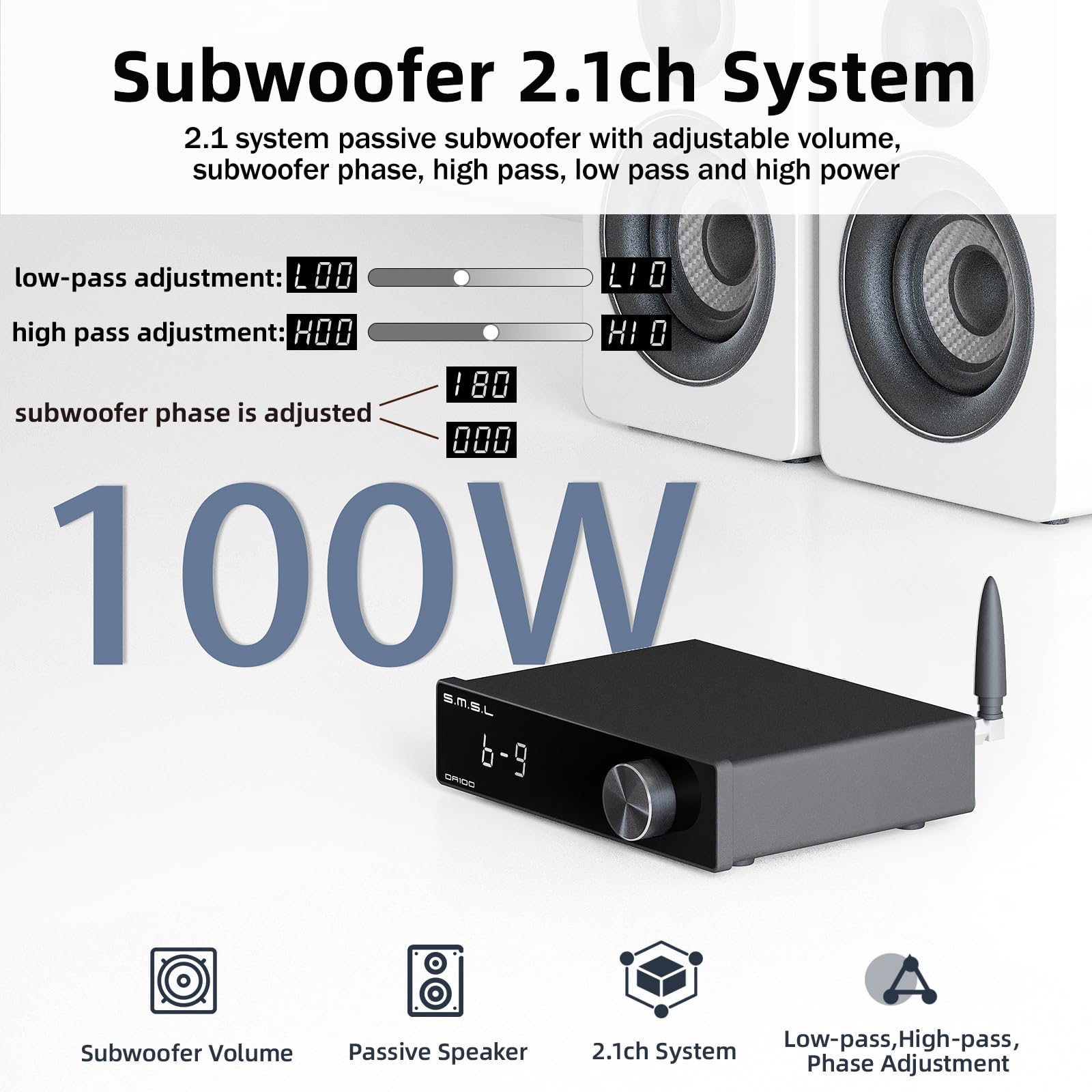 Amazon.co.jp: SMSL DA100 パワーアンプ TI TAS5827x2チップ搭載 100W