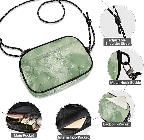 Miniatura 4 de Green Vintage Flowers Womens Purses Crossbody Men Beauty with Credit Card Slots Handbags Walk dog bolsos negros para mujeres