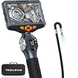 Articulating Borescope with Dual Lens Endoscope, Teslong 5-inch IPS Automotive Inspection Camera with Two-Way Articulation Tip, 6+1 LED Lights, Mechanics Fiber Optic Scope-Dia. 0.25 inch & L 5.0 feet