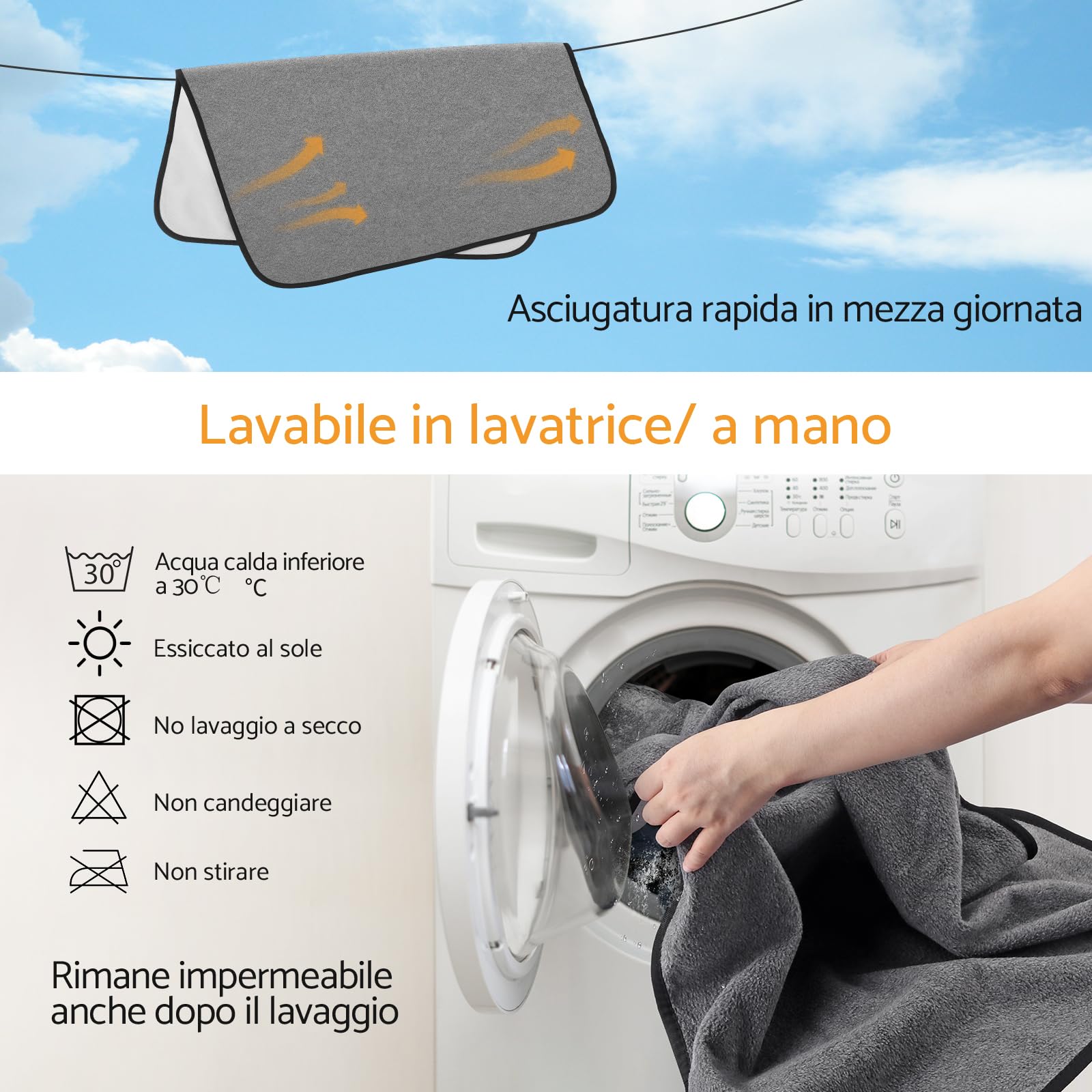2PCS 70 x 100cm Traverse Lavabili per Cani, Tappetini Assorbenti per Cani, Riutilizzabili, Antiscivolo, Tappetino per Addestramento Cuccioli, per Cani, Gatti e Animali Domestici Incontinui