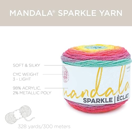 Miniatura 4 de (1 madeja) Lion Brand Yarn Mandala Sparkle Yarn, Nova