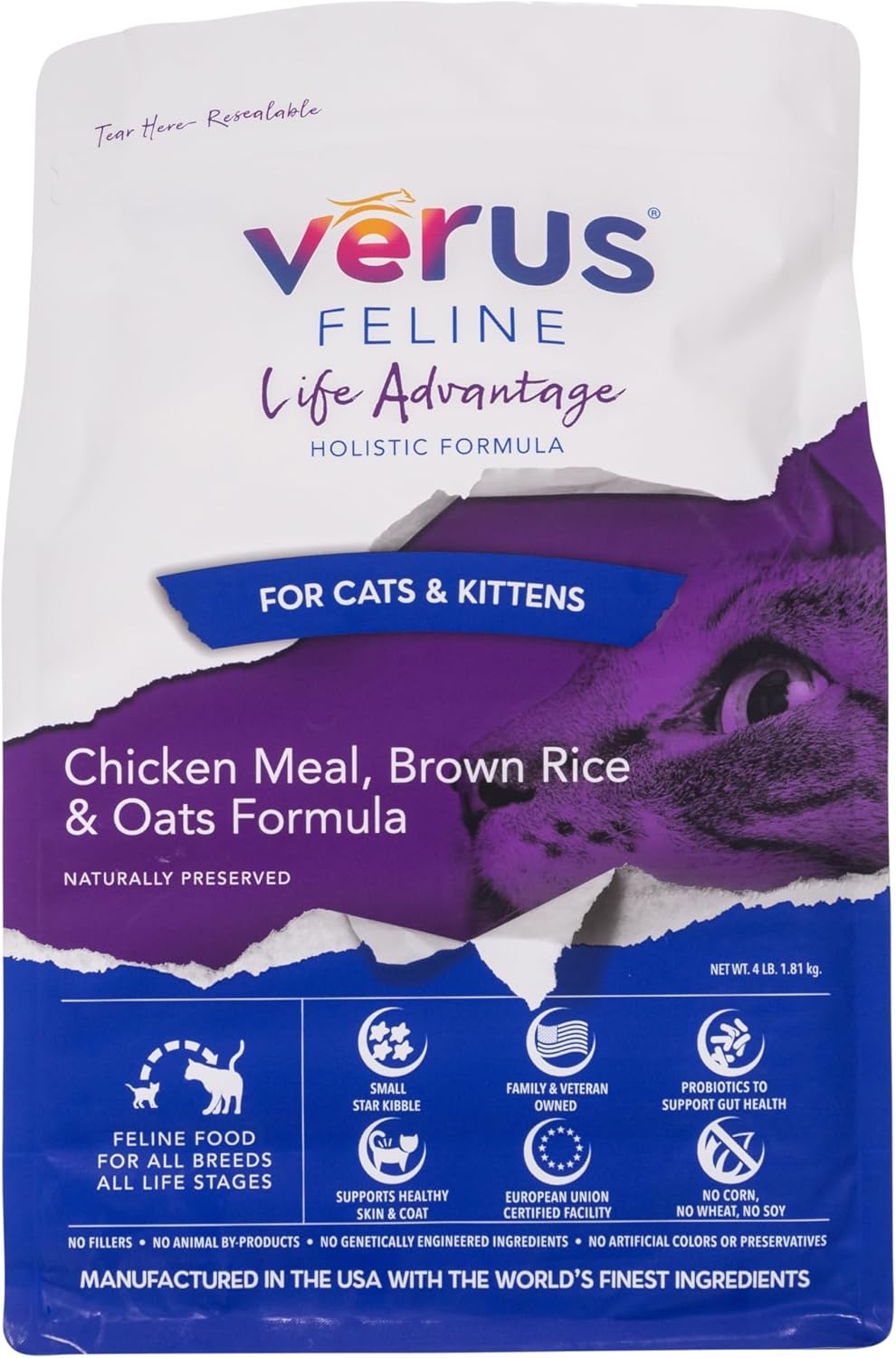VeRUS Pet Foods Dry Cat Food Chicken, Feline Life Advantage Formula 25lb Bag