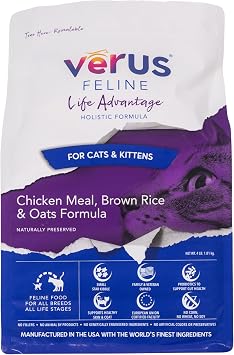 VeRUS Pet Foods Dry Cat Food Chicken, Feline Life Advantage Formula 4lb Bag