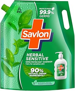 Savlon Herbal Sensitive Germ Protection Liquid Handwash Refill Pouch, 1.3L ph Balanced