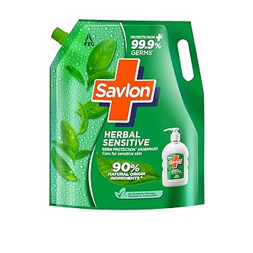 Savlon Herbal Sensitive Germ Protection Liquid Handwash Refill Pouch, 1.3L ph Balanced
