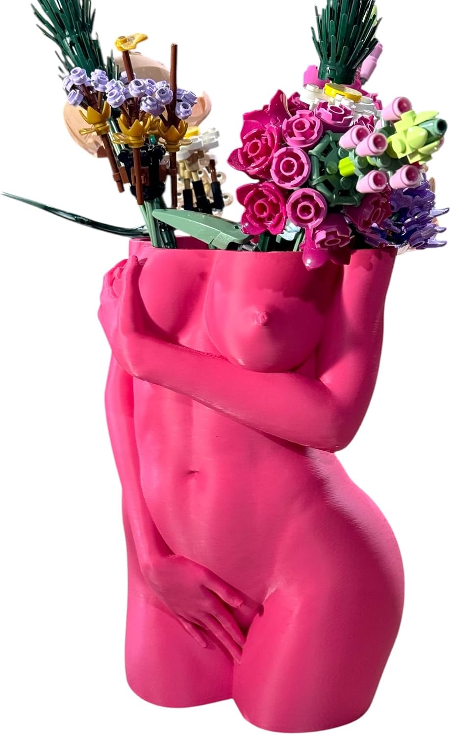 Female Body vase Planter Pot Bridesmaid Gift Erotic Flower Pot Plant Lovers Gift Body Positive Pot Woman vase (Large) (Hot Pink)