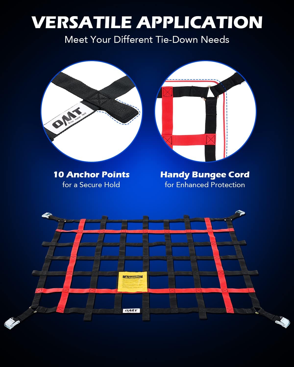 Orion Motor Tech Cargo Net for Pickup Truck Bed, 3.5'x4.2' Truck Short Bed Net for SUV ATV Oil Rig Cargo Rack, Heavy Duty Mesh Cargo Netting for Pickup with S-Hook Straps Tie Down Strap Bungee Cord - Image 5