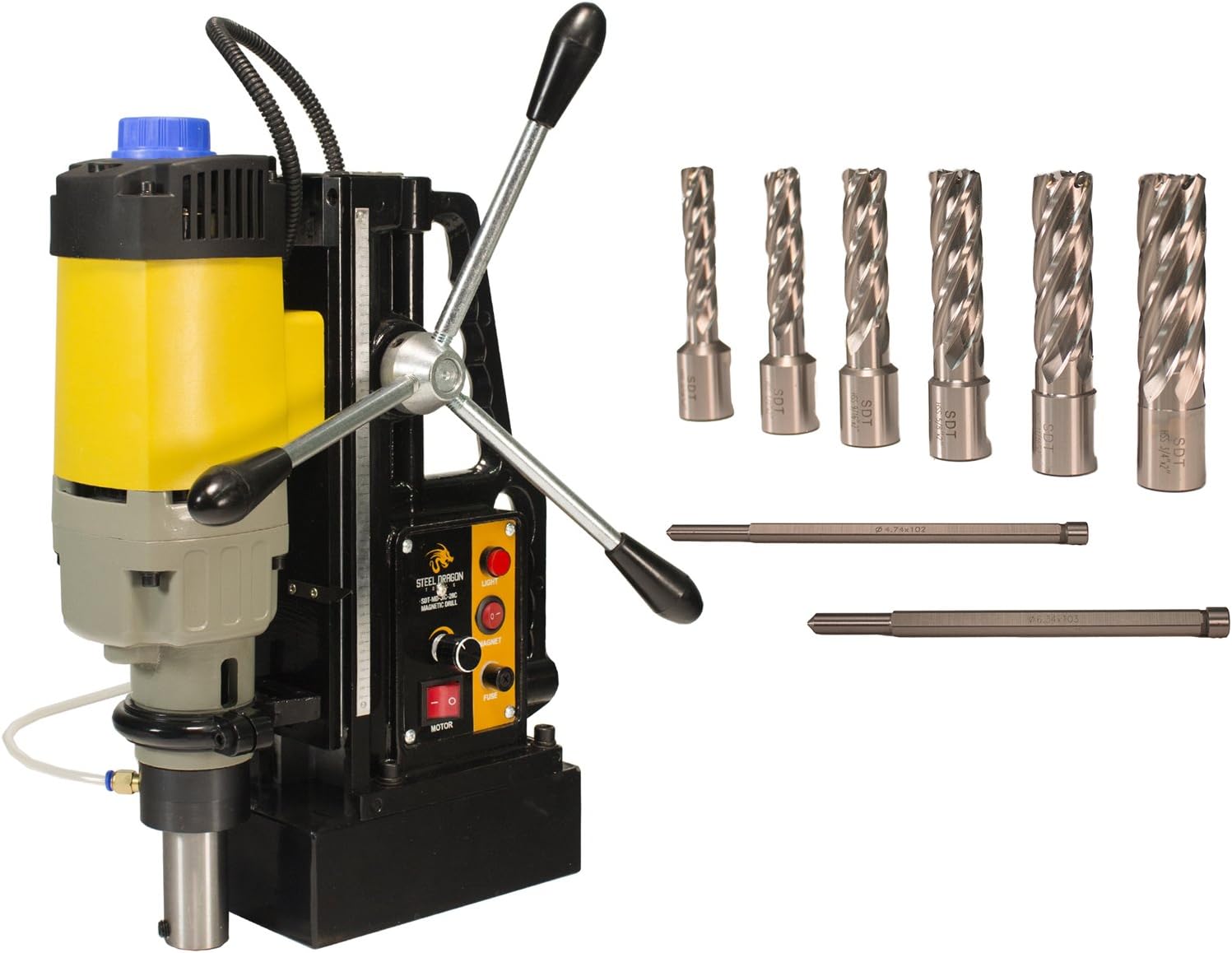 Steel Dragon Tools MD50 Magnetic Drill Press with 7pc 2in. Small HSS Annular Cutter Kit