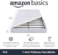 Vista 2 de Yaxa Basics Smart Box Spring - Base de cama con somier, base de colchón de 7 pulgadas de altura, montaje fácil sin herramientas, Full, 74 pulgadas