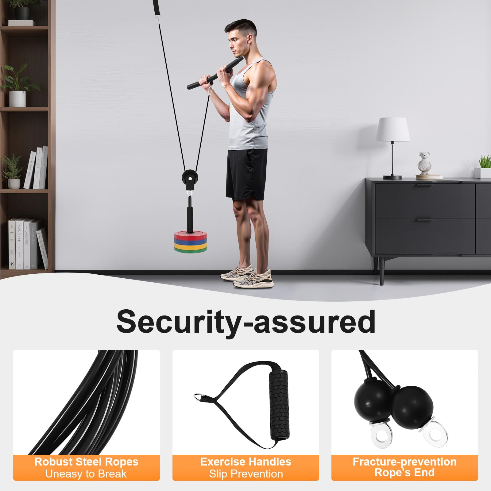 Cable de entrenamiento de fitness, cable de polea, juego de entrenamiento para entrenamiento de fuerza y desarrollo muscular en el cuerpo superior para casa y gimnasio, alta resistencia, 120 kg