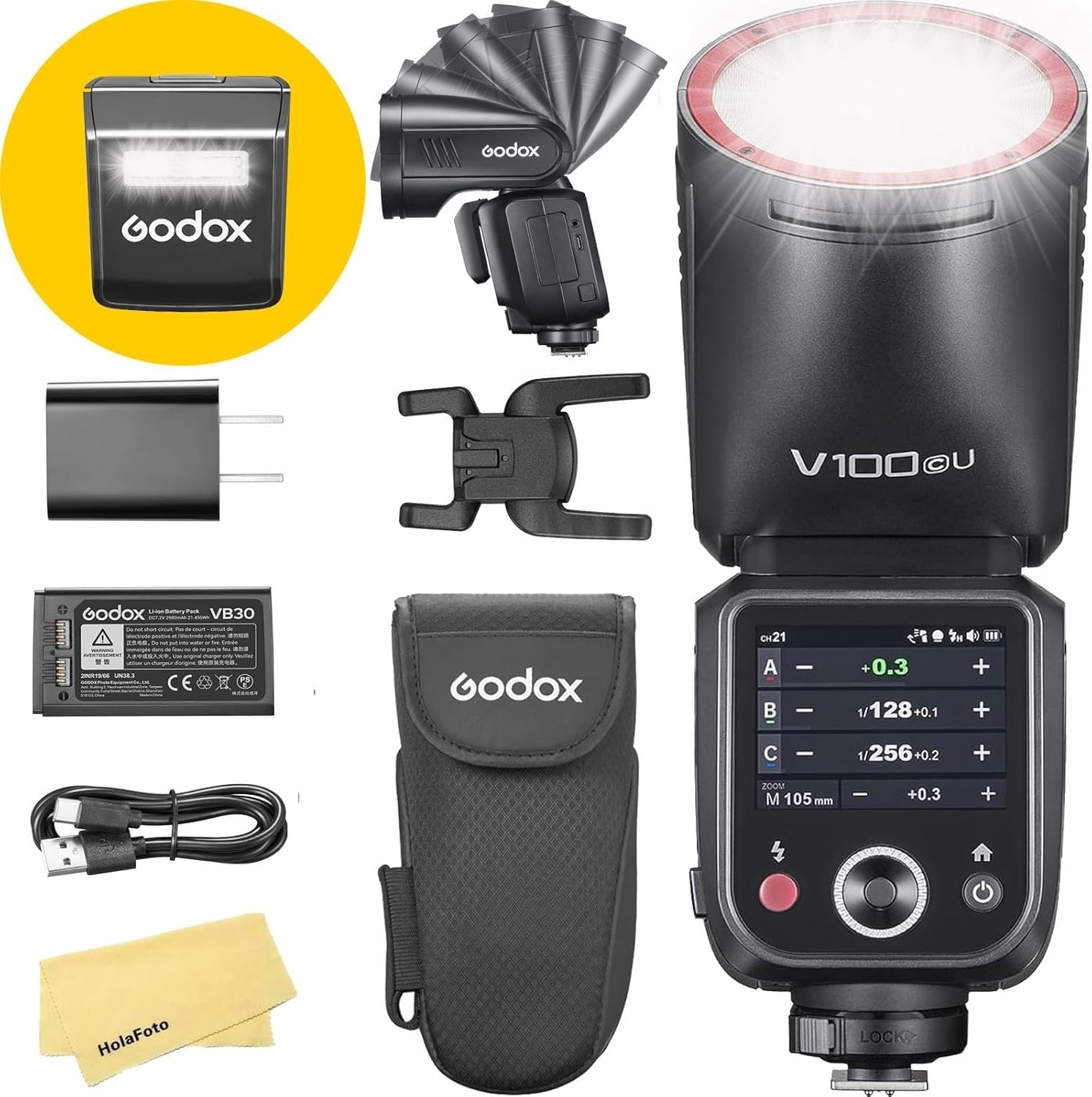 Godox V100-C Camera Flash for Canon,Round Head Speedlite,TTL Touch Screen 2.4G Wireless X System for Canon Cameras-picture-11