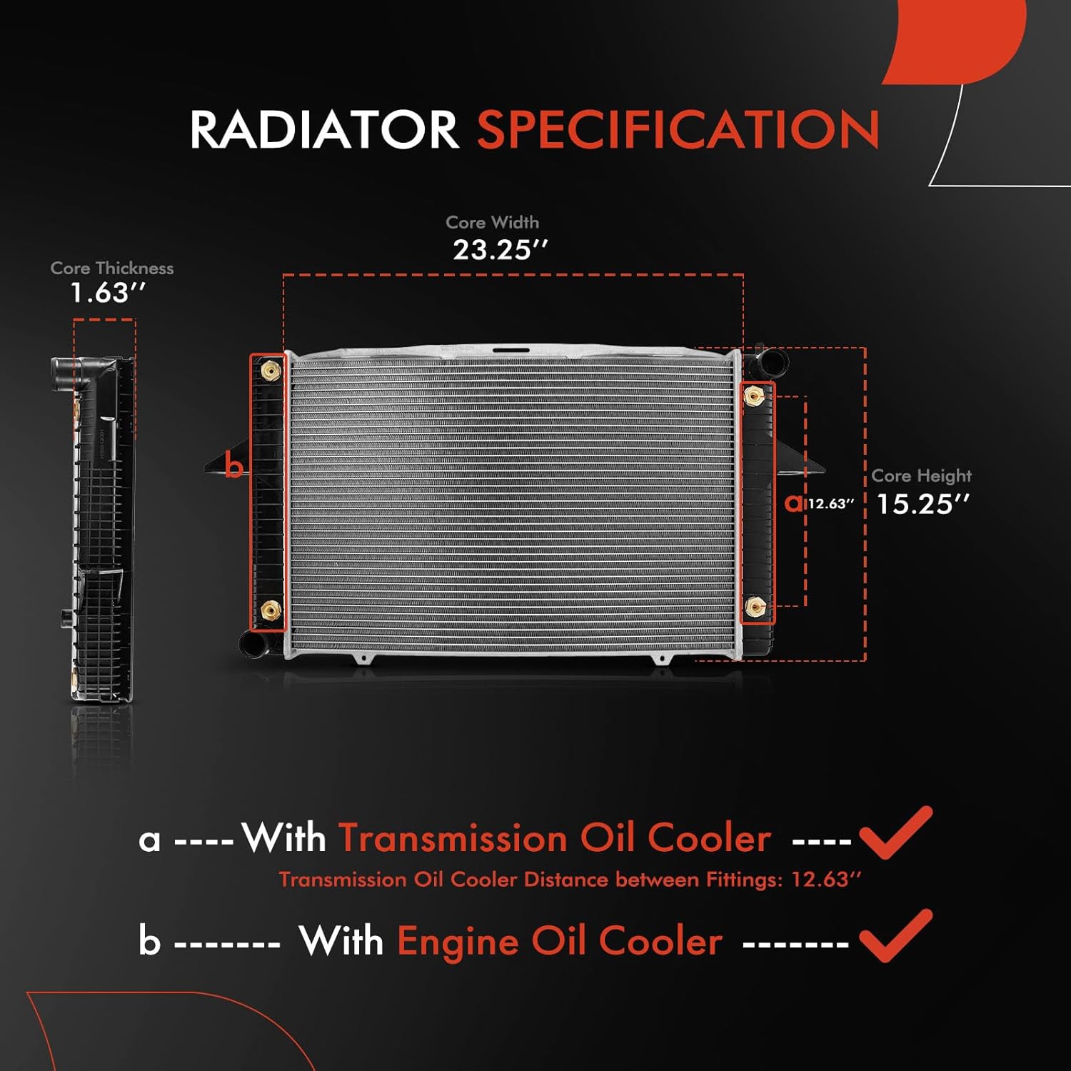 A-Premium Engine Coolant Radiator with Transmission Oil Cooler Compatible with Volvo C70 S70 V70 1998 850 1994-1997, Automatic Transmission, Replace# 86015864, 86025582