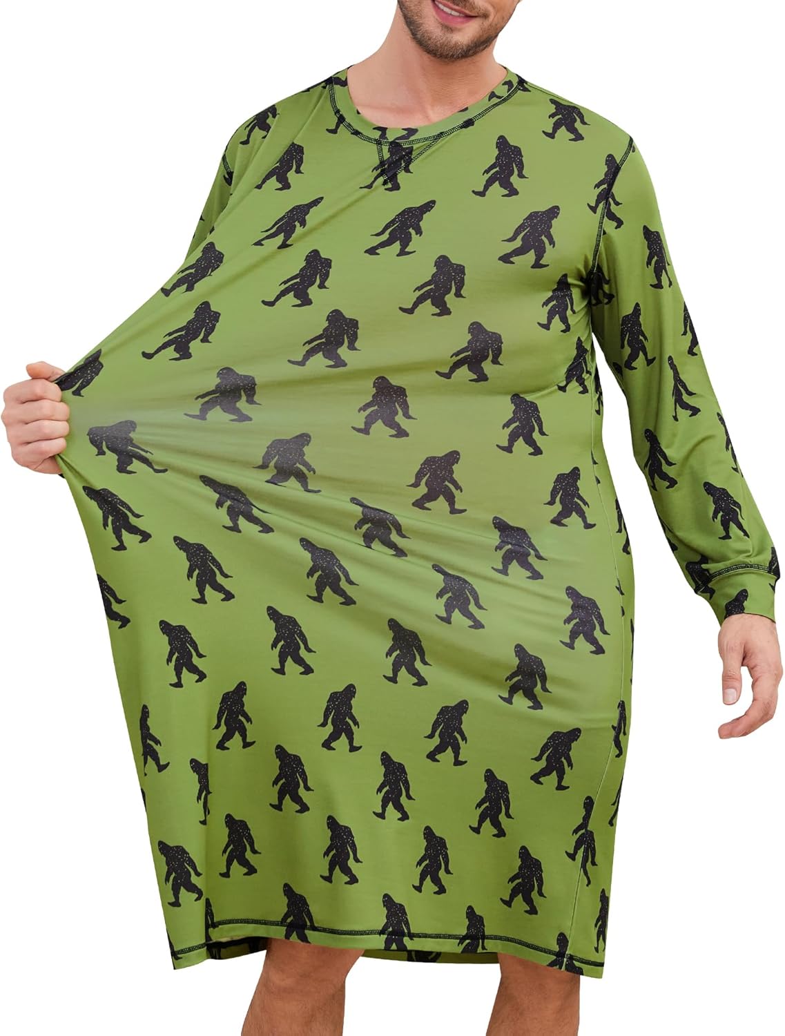 SWOMOG Mens Nightgown Long Sleeve Lounge, Sleep Henley Shirt Pajama Big & Tall Nightshirt Comfy Nightwear S-XXL - Image 3