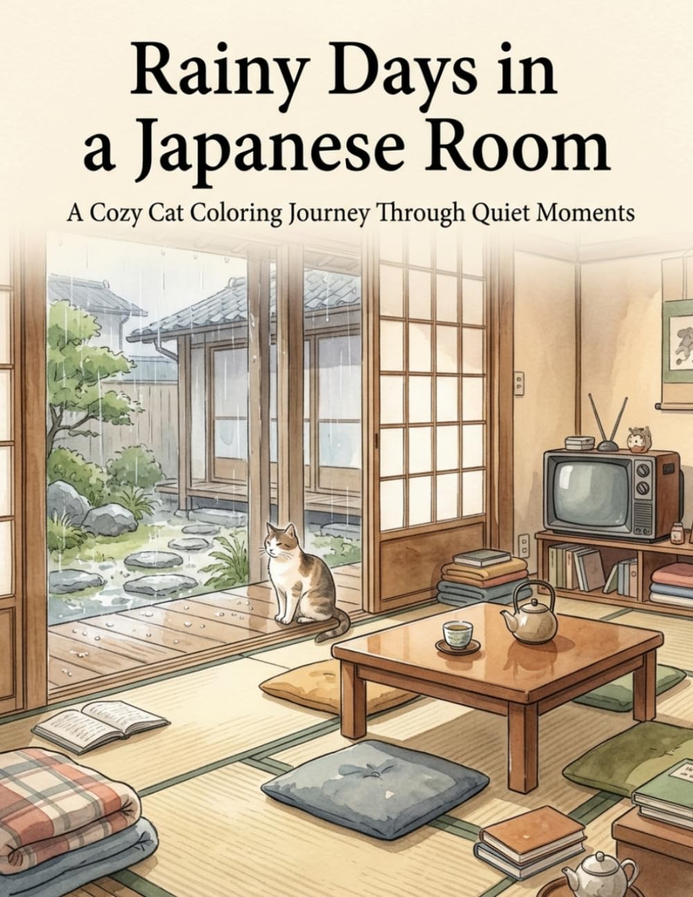Rainy Days in a Japanese Room: A Cozy Cat Coloring Journey Through Quiet Moments