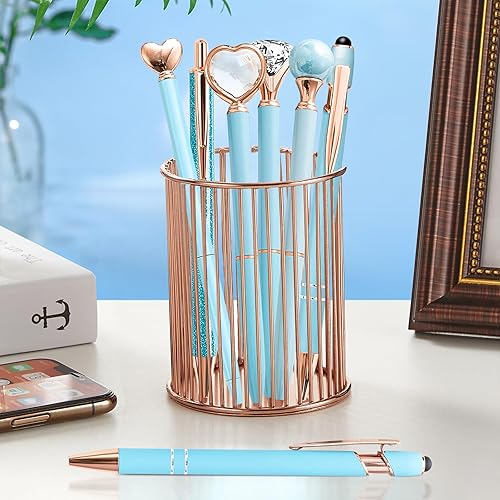 Miniatura 3 de Bolígrafos elegantes para mujer, 6 piezas de bonitos bolígrafos azules de punta redonda, bolígrafo de tinta negra de 1.0 mm de punta media,