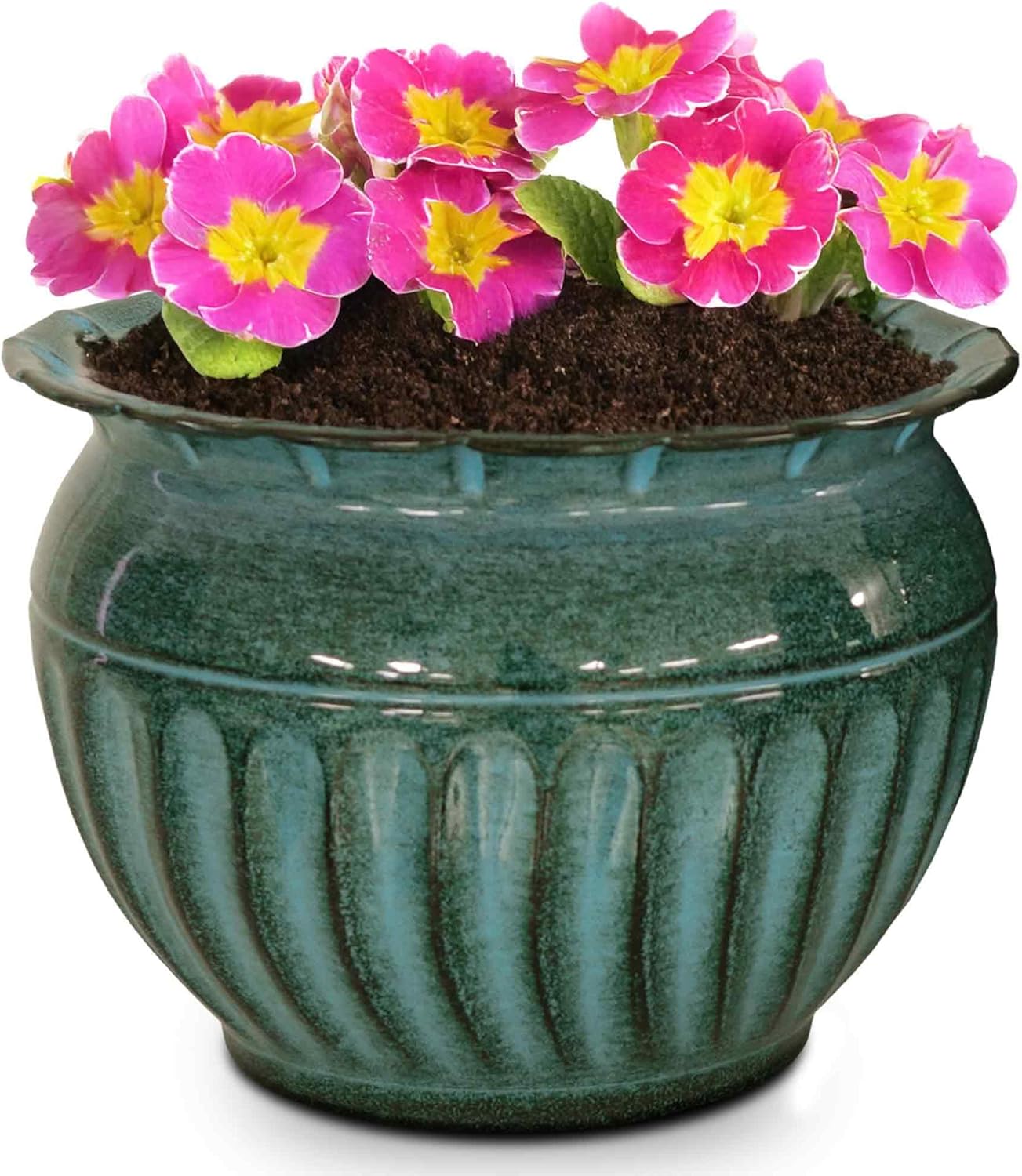 Headwind Ironstone Sutton Classic – 8" Surf Decorative Planter with Glossy Durable Finish with Drainage Plug – Lightweight Indoor & Outdoor Flower Pot Use by Robert Allen
