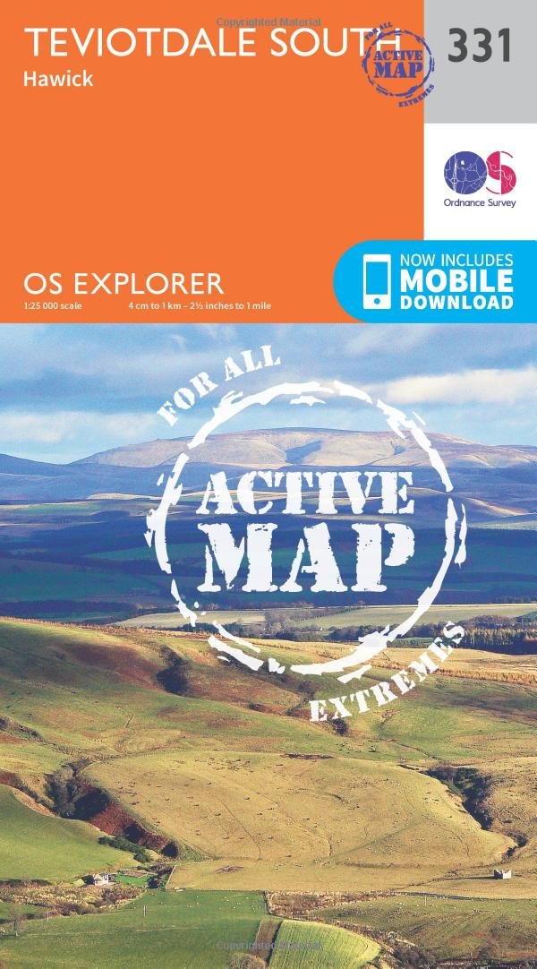 Teviotdale South Map | Weatherproof | Hawick | Ordnance Survey | OS Explorer Active Map 331 | Scotland | Walks | Hiking | Maps | Adventure