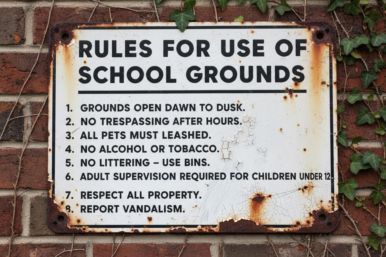 Wall Decor Rules For School Grounds Metal Sign 8 X 12 Inches Clear Signage For S, Fences Vintage Signs Aluminum Plates Printed