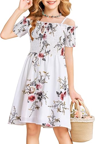 Arshiner Vestido casual de verano sin mangas floral para niñas