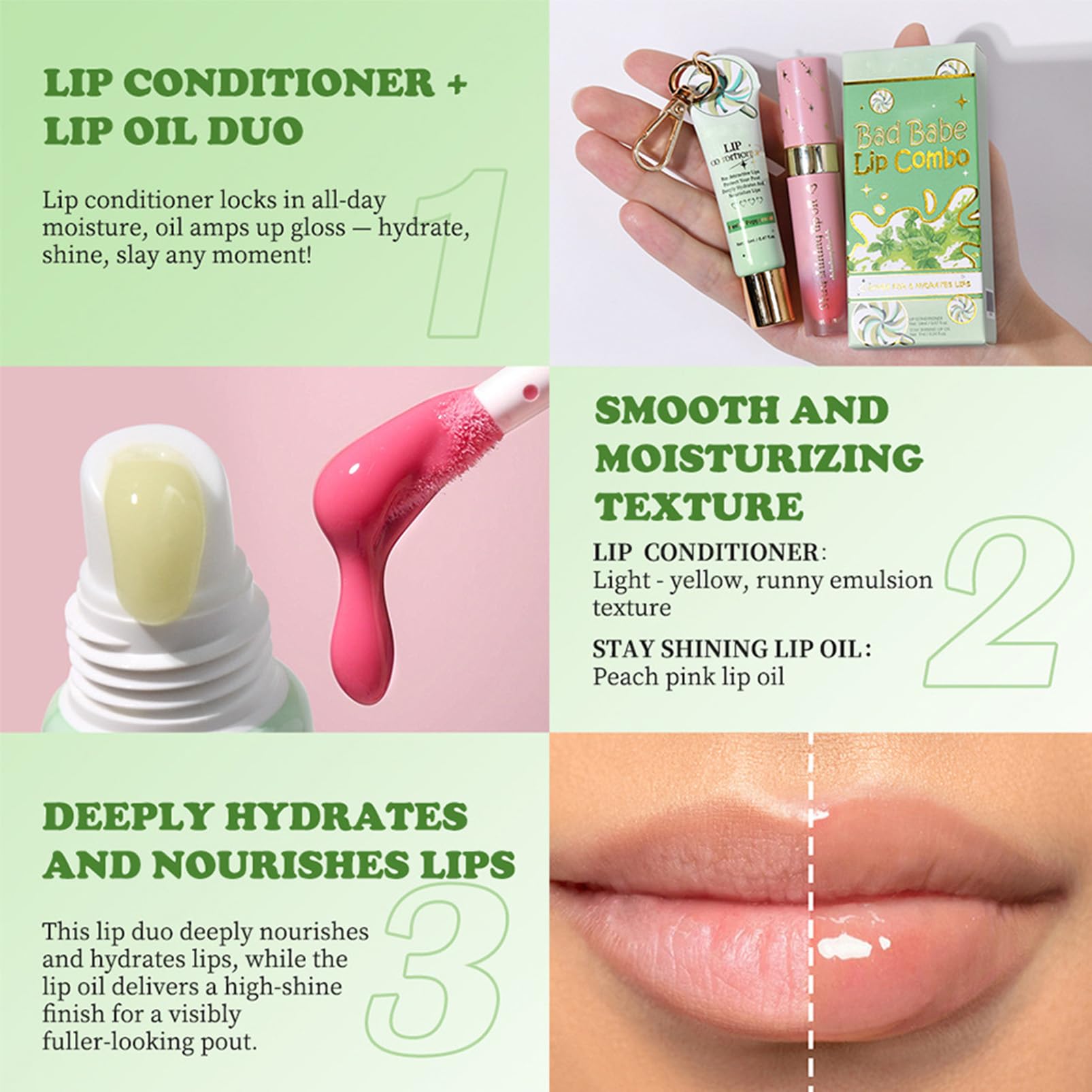 Lip Conditioner & Lip Oil Set, Moisturizing Lip Conditioner & Lip Care Set - Image 3