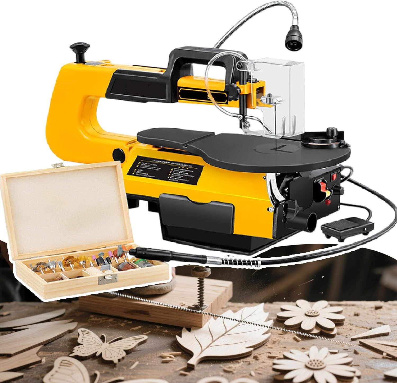 16-Inch Variable Speed Scroll Saw/Scroll Saw - Featuring 45° Tilt Table, Quick Blade Change, Stepless Speed Control 550-1650 SPM, for Pro Woodworking Multi-FunctionModel