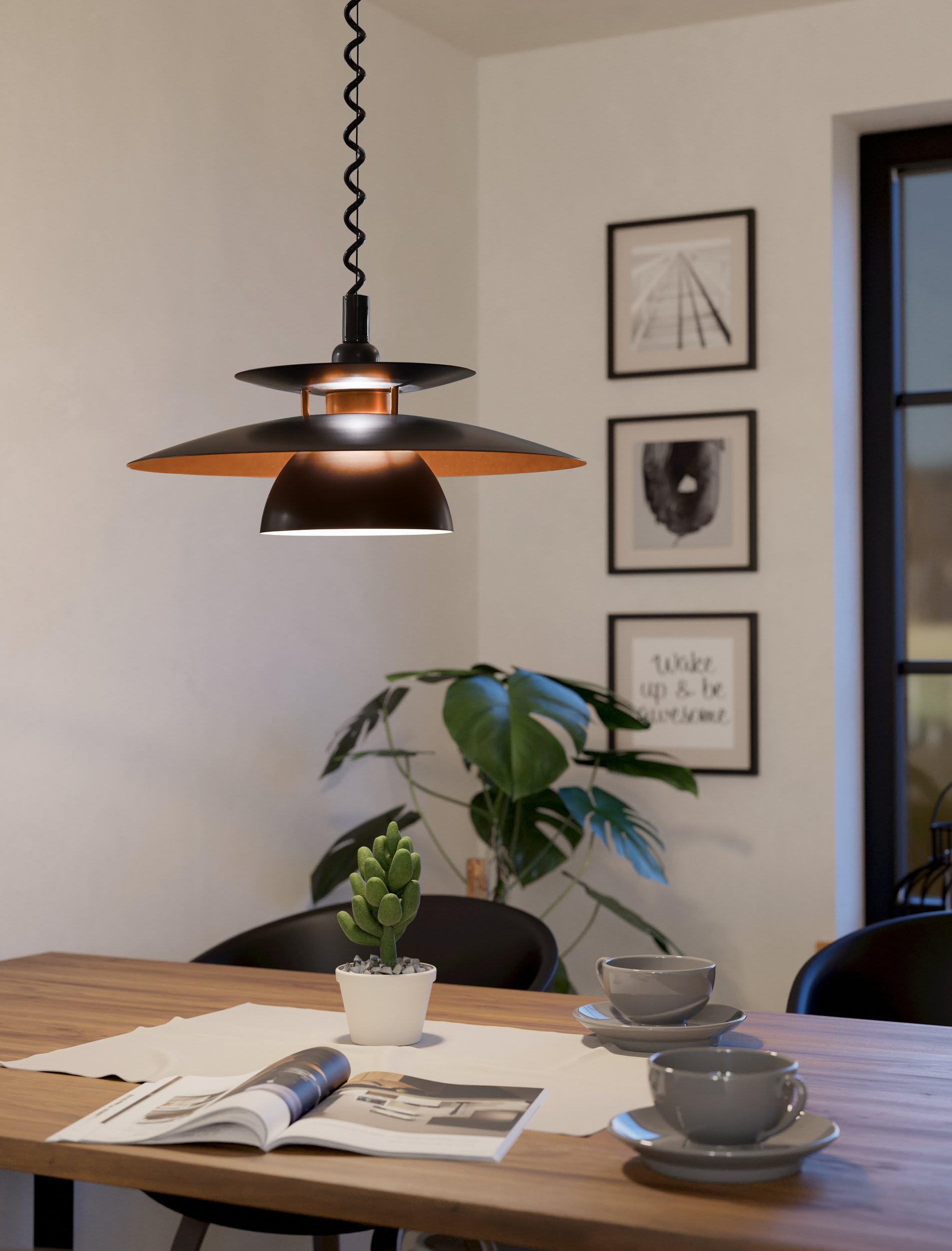 Hanglamp voor eettafel, 50 cm, blauw, modern, kleurverloop, Scandinavische stijl, hanglamp E27, led, hanglamp aluminium, 1-licht, plafondlamp voor eetkamer, studie, woonkamer, keuken