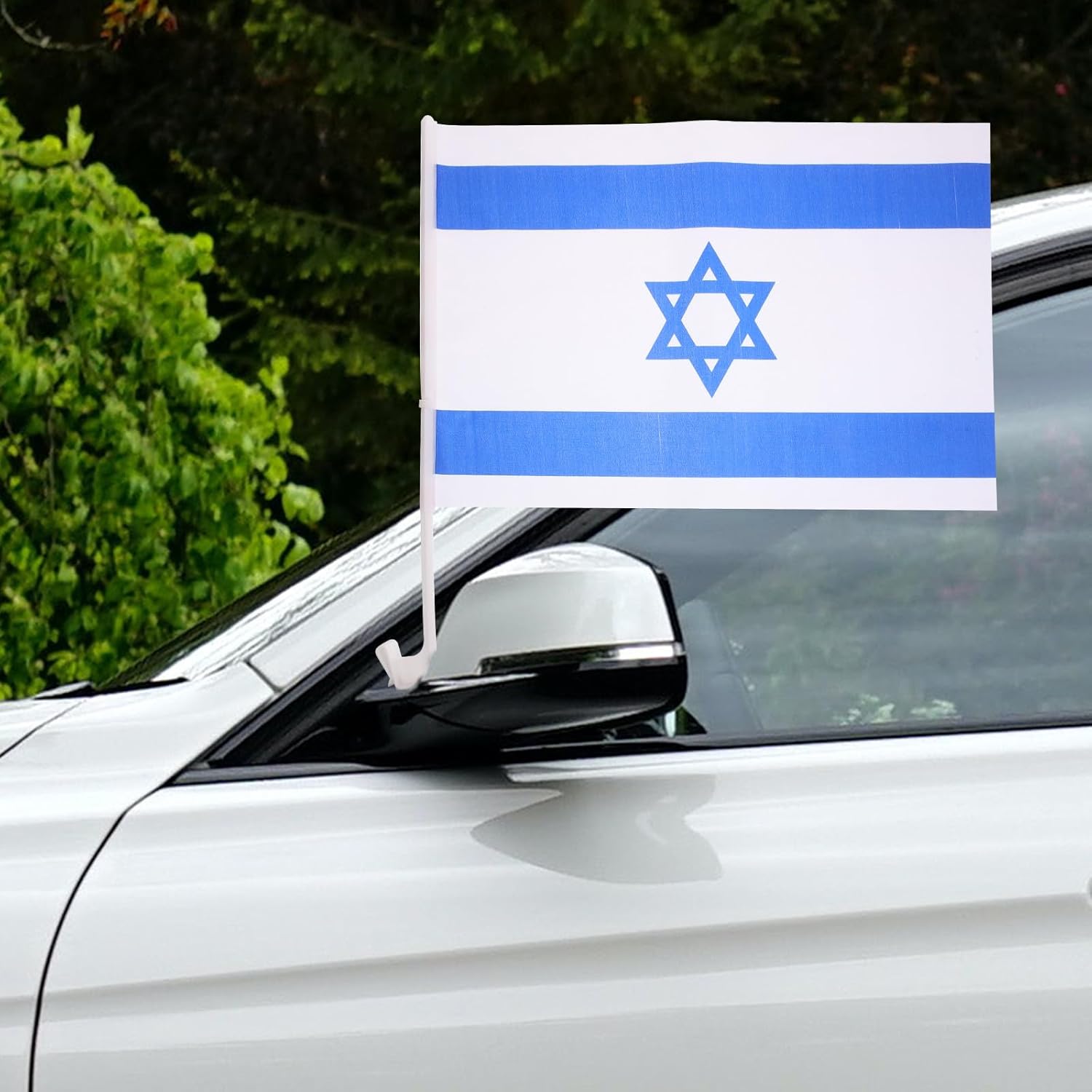 Generic 4pcs Israel Car Flags 30x45cm Polyester Small Banner Set with Pole for Car Window Decoration and Outdoor Sports Fans
