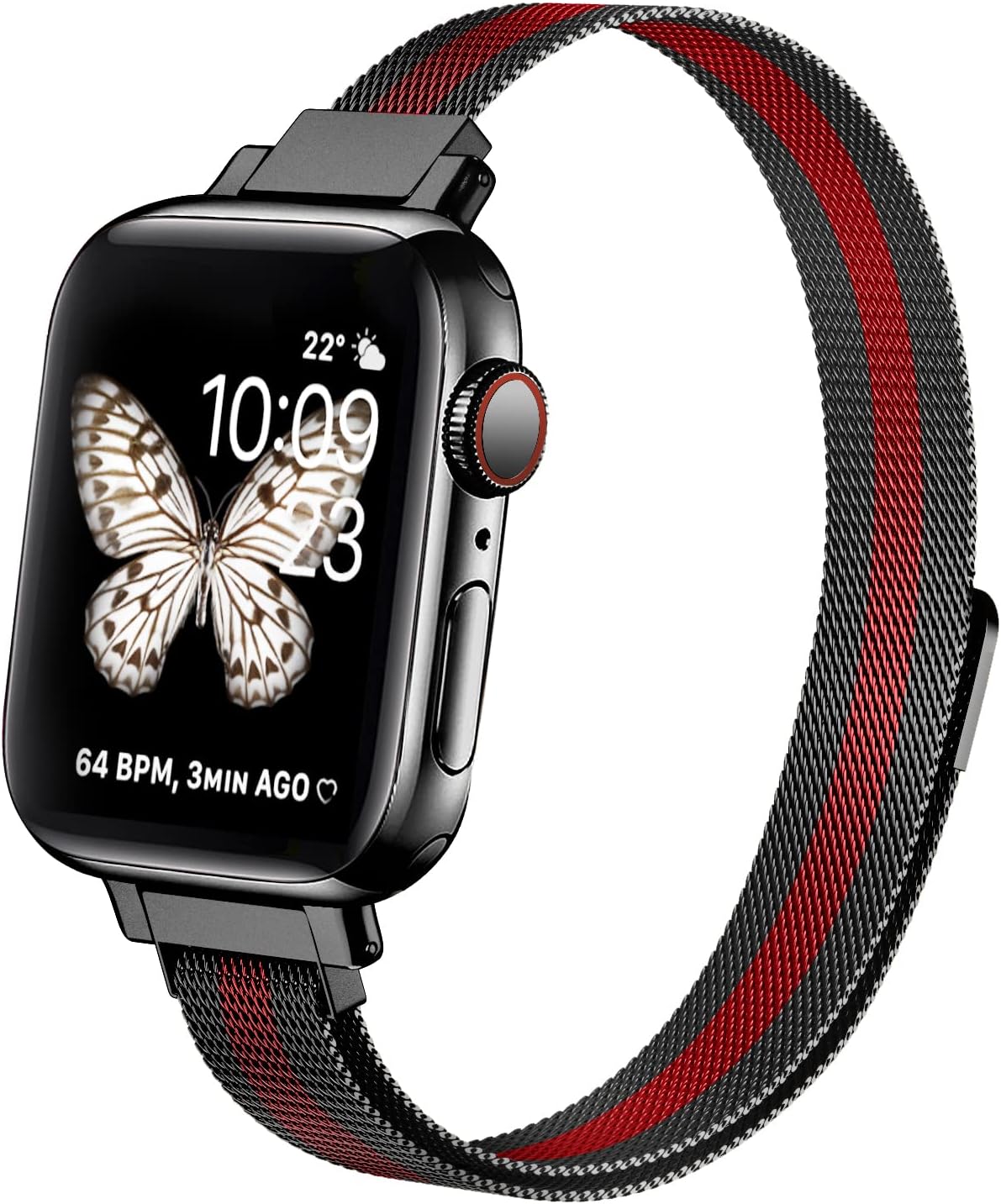 Stainless Steel Mesh Replacement Watch Band for iWatch Series, Compatible  with 38mm-49mm, Black/Red