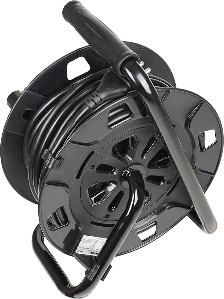 BTICINO Avvolgicavo S2620, Prolunga Elettrica 20 Metri, 4 Prese Polivalenti Schuko Bipasso, Spina Grande 16A, Interruttore Termico, Maniglia Ergonomica, Ferma Cavo e Avvolgicavo, Full Black - 5