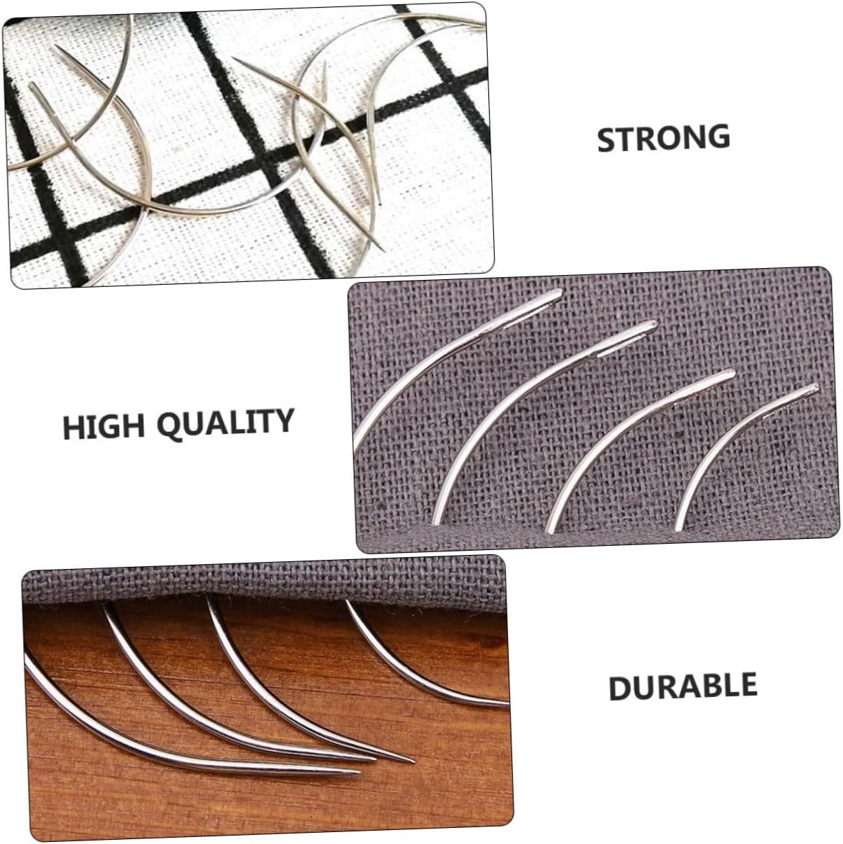 DOITOOL 200Pcs Curved Needles Eye Stitching Needles for Wig Making Upholstery Crafts Durable for Tailoring and Weaving