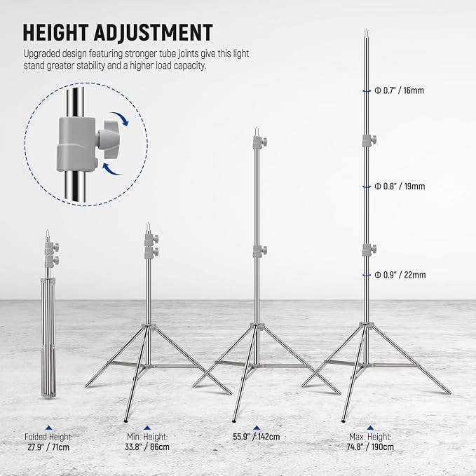 Soporte de luz plegable de acero inoxidable NEEWER 75"/190cm miniatura 3