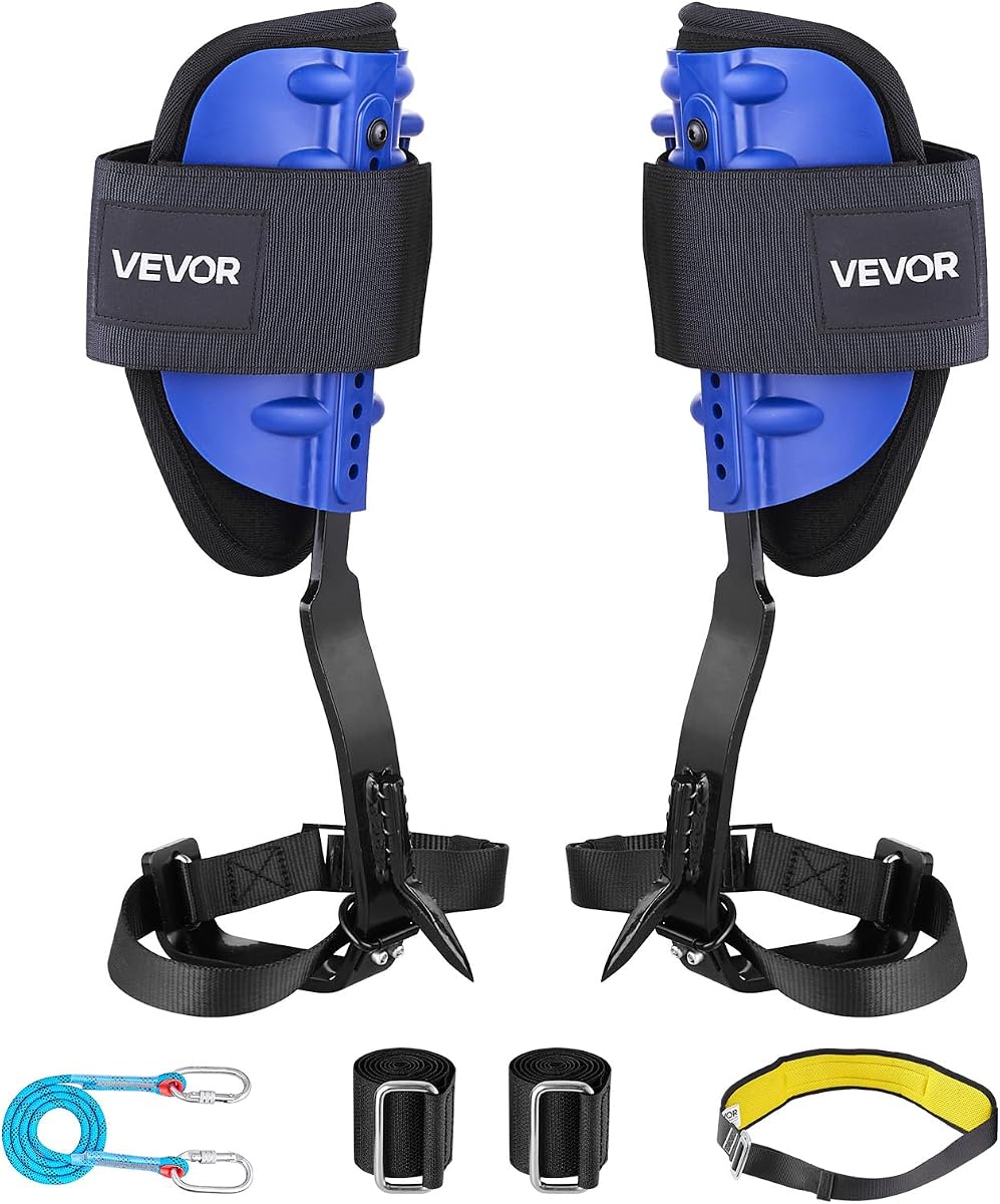 VEVOR Picos para trepar árboles, 1 par de espuelas para trepar de altura ajustable, equipo para trepar árboles con correas, capacidad de carga de 350 libras, equipo arborista para escaladores, caza, recolección de frutas