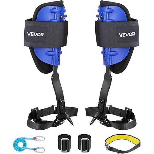 VEVOR Tree Climbing Spikes, 1 Pair Height-Adjustable Climbing Spurs, 350lbs Load Capacity Tree Climbing Gear with Straps, Arborist Equipment for Climbers, Hunting, Fruit Picking