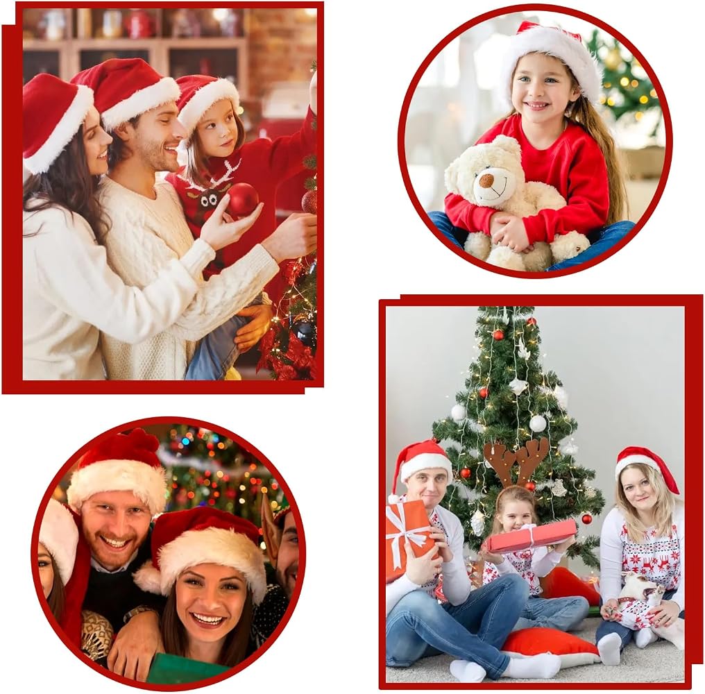 Lot de 2 bonnets de Noël rouges - Bonnet de Père Noël rouge - Pour Noël