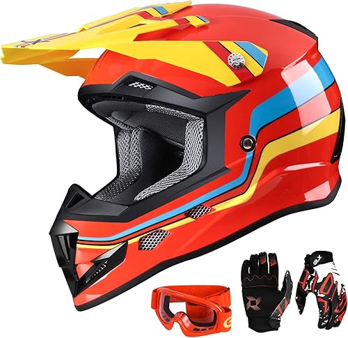 GLX - Casco de cara completa GX623 DOT para motocrós, motocicleta y cuatrimoto todoterreno para niños y jóvenes conjunto de casco de cara completa, disponible en Yaxa Colombia