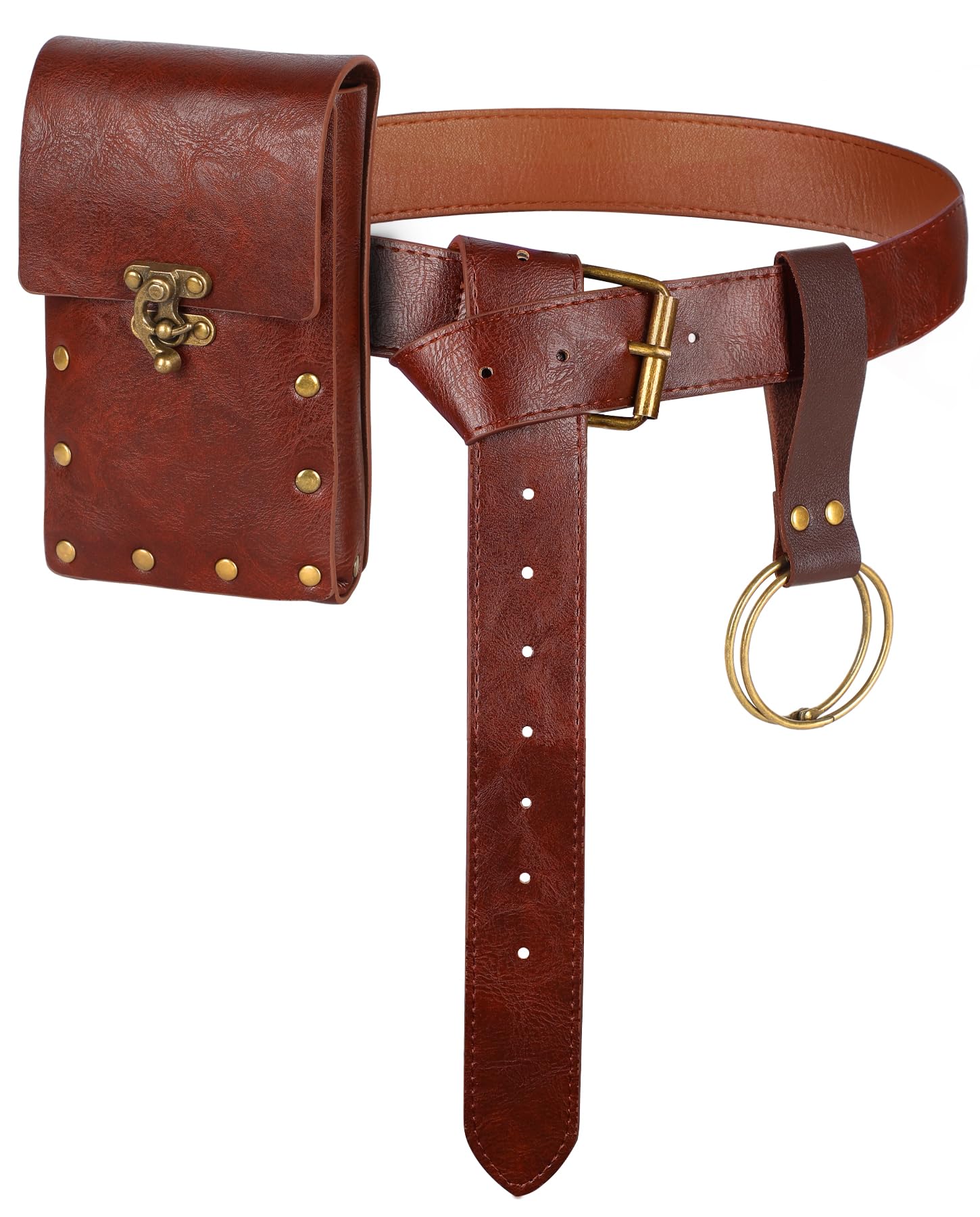 Spinosaurus 3 Pcs Medieval Viking Belt Bag Sets,Leather Belt Pouch Renaissance Accessories for Dress Up Cosplay Party Men and Women
