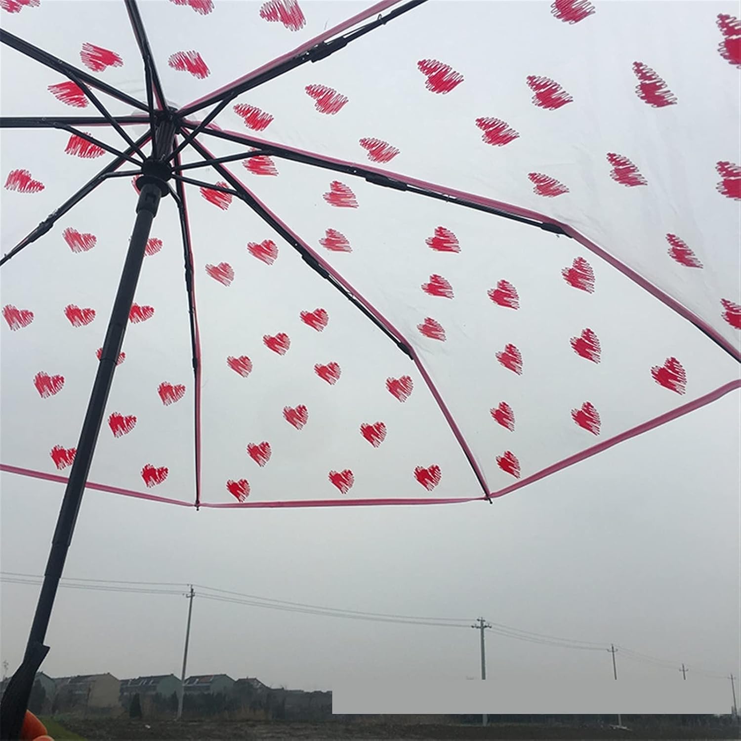 Folding Umbrellas Three-fold Transparent Umbrella Folding Fully Automatic Small Plain Wrapping Edge
