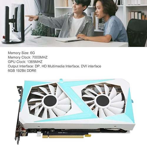 Miniatura 3 de Tarjeta gráfica para juegos DDR6 de rendimiento mejorado de 6 GB con ventilador de enfriamiento, reloj de memoria de 7000 MHz, interfaz de juego de